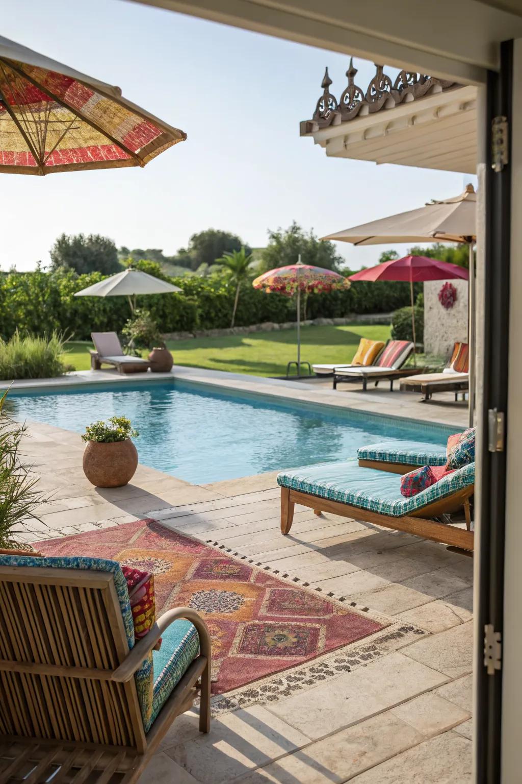 A patio with direct access to the pool, offering a resort-like experience.