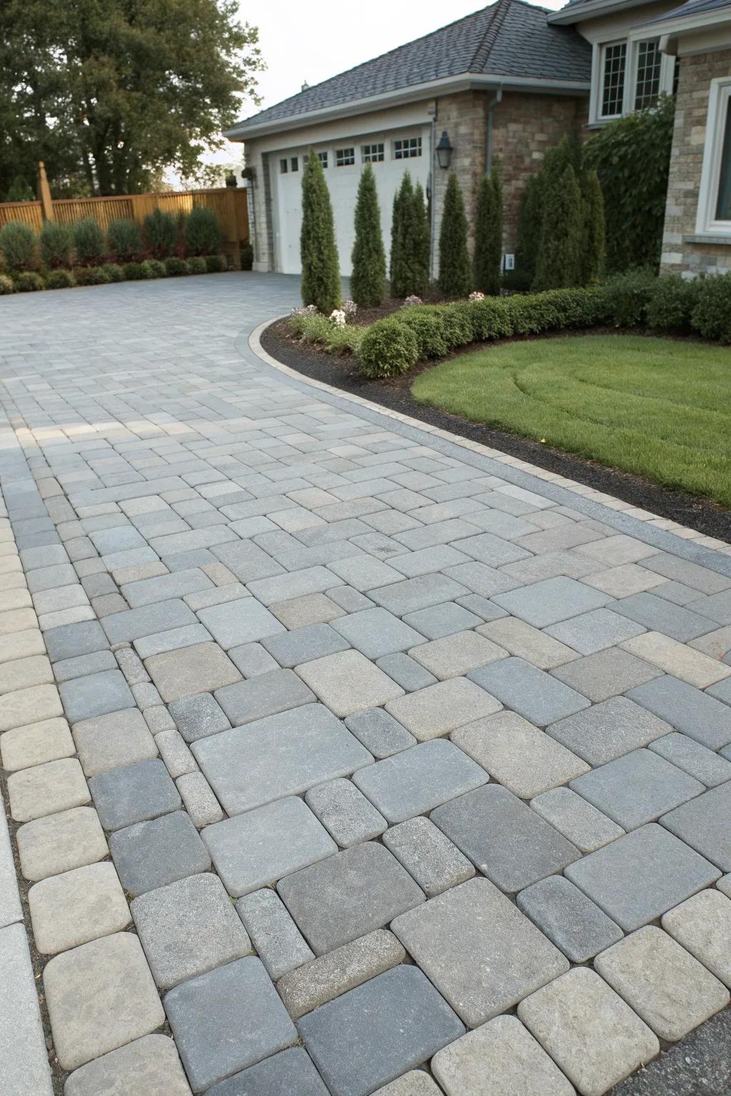 A luxurious driveway paved with high-quality stones.
