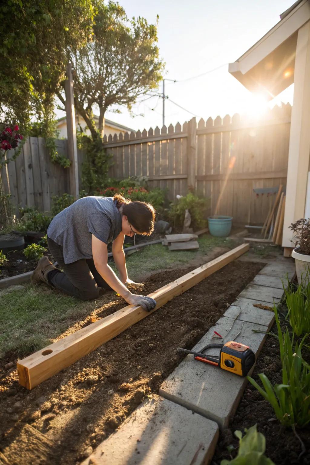 A simple 2x4 can be a great leveling tool.