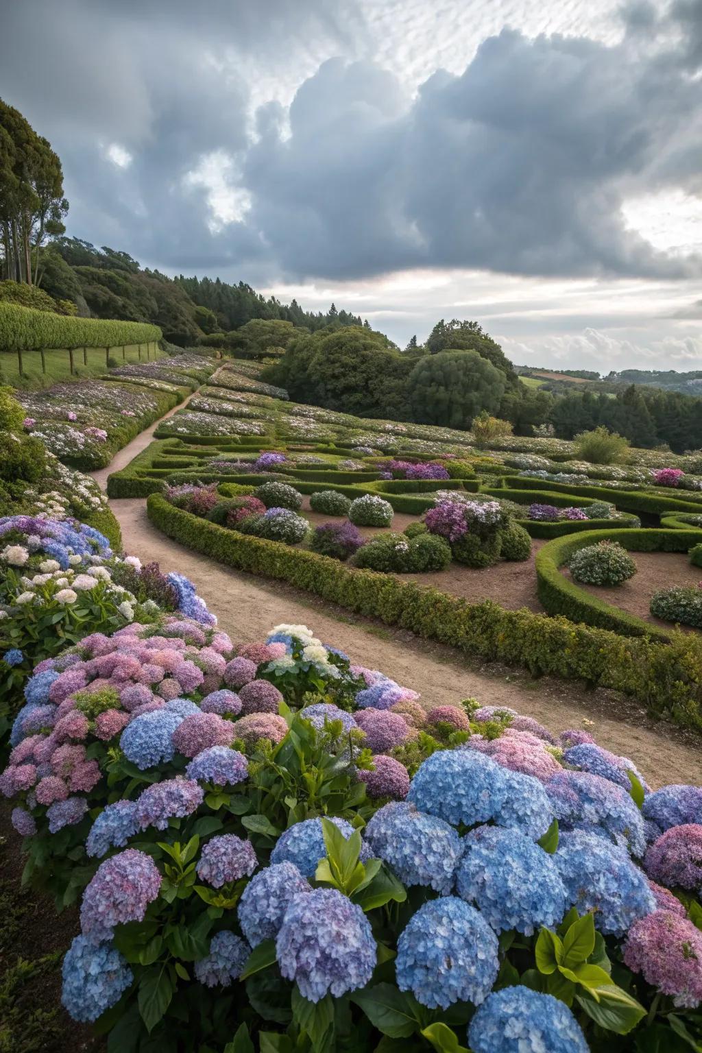 Structured hydrangea plantings for a garden with artistic flair.