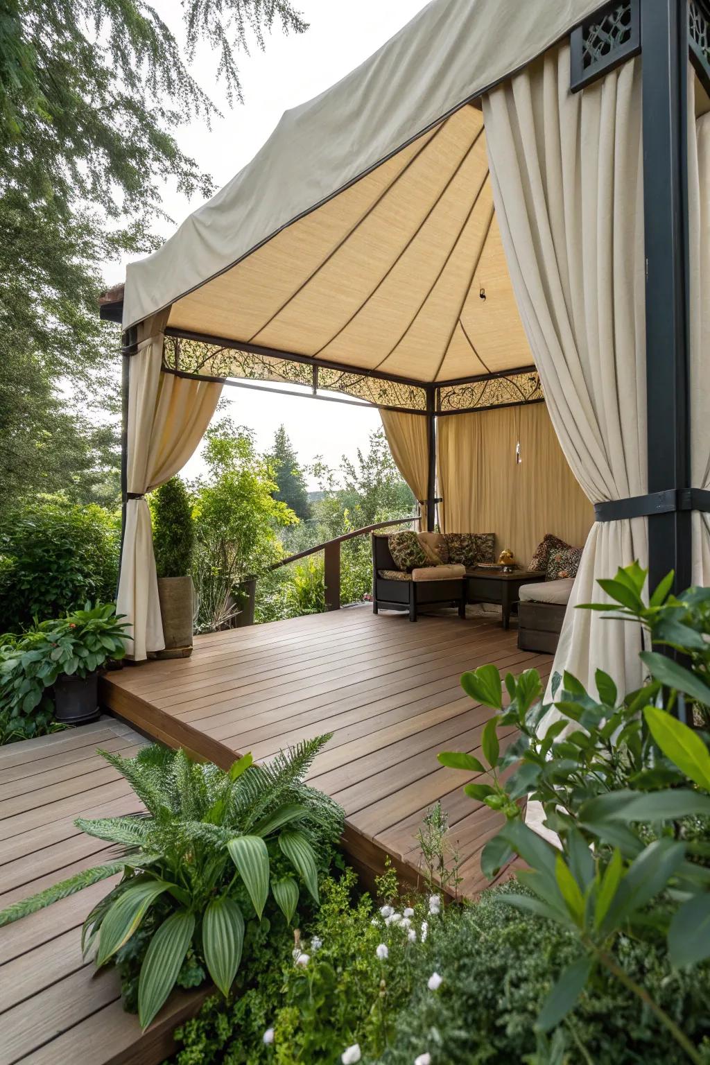 Enjoy your under deck area rain or shine with weather protection.