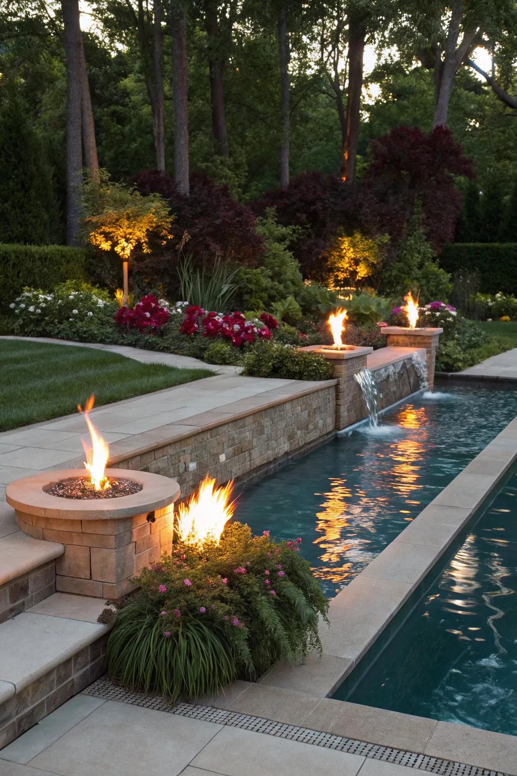 Experience the dramatic allure of fire and water combined.
