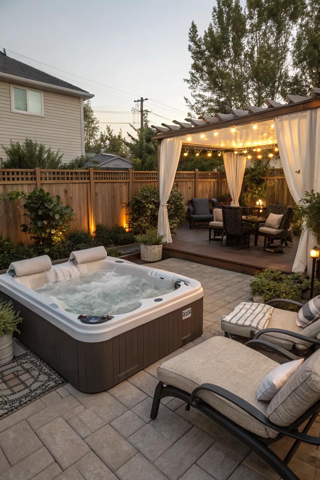 A jacuzzi area with inviting seating arrangements for relaxation