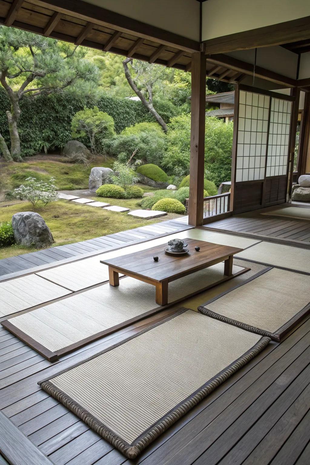 Add authenticity with traditional tatami mats.