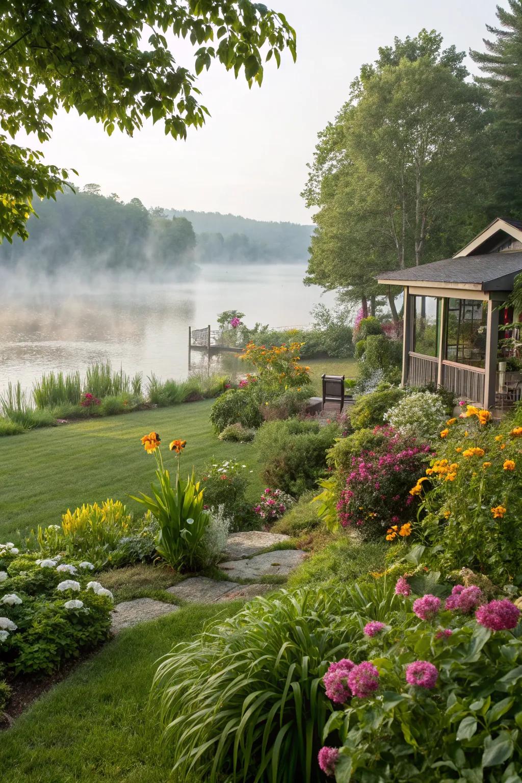 Brighten your backyard with lush greenery and colorful blooms.