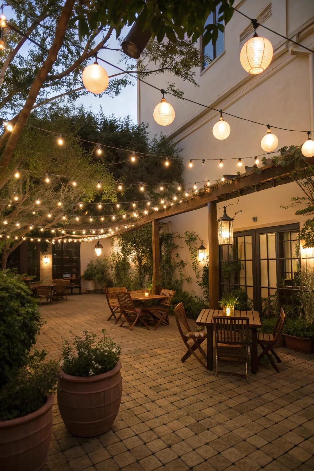 Outdoor lighting transforms your patio into a nighttime oasis.