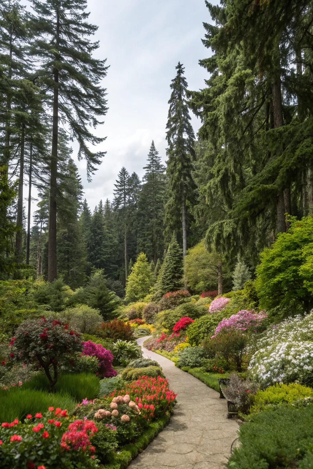Tall evergreens offer seclusion and a sense of sanctuary in your garden.