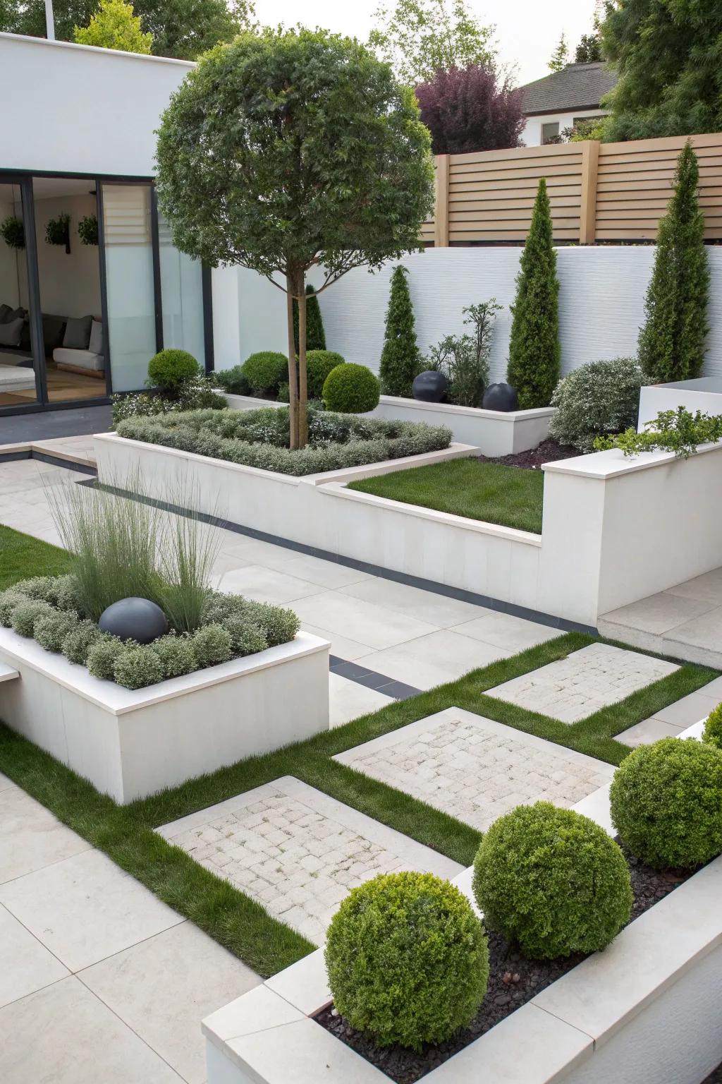 Modern elements bring a sleek look to gardens.