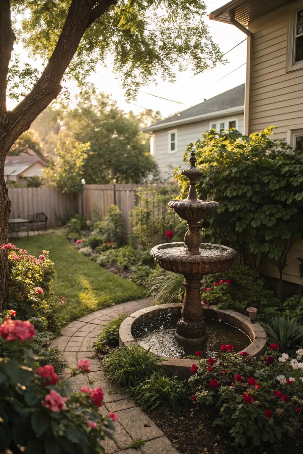 Find tranquility with a beautiful water feature.