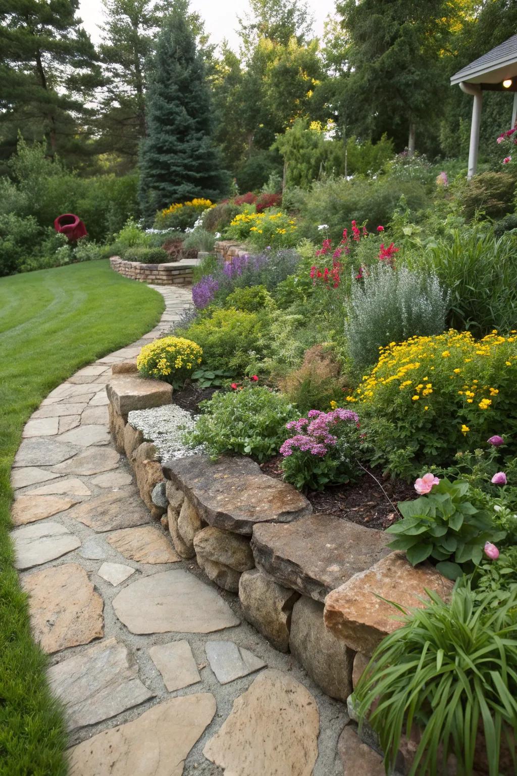Local stones ensure a seamless blend with nature.