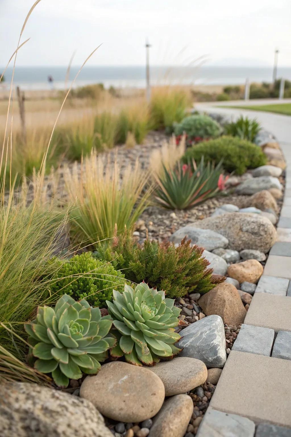 A ruggedly charming rock garden with minimal upkeep.