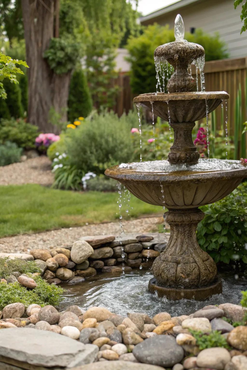 Small rocks can beautifully complement and enhance water features.