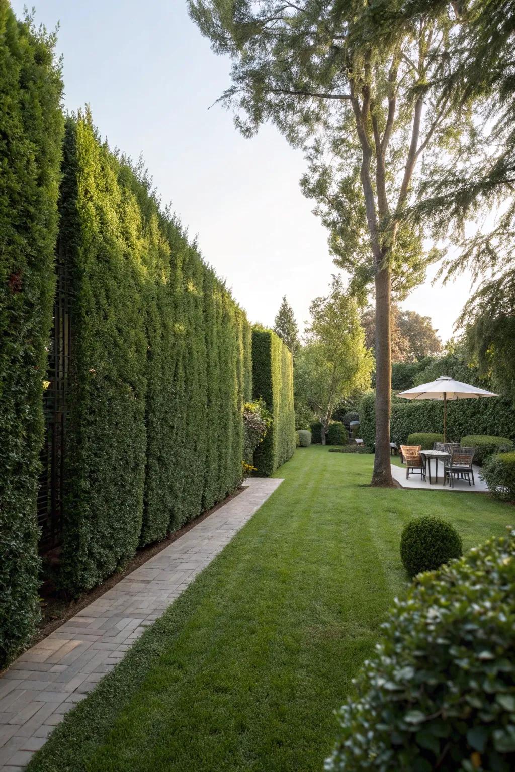 Achieve privacy and intimacy with lush greenery in your backyard.