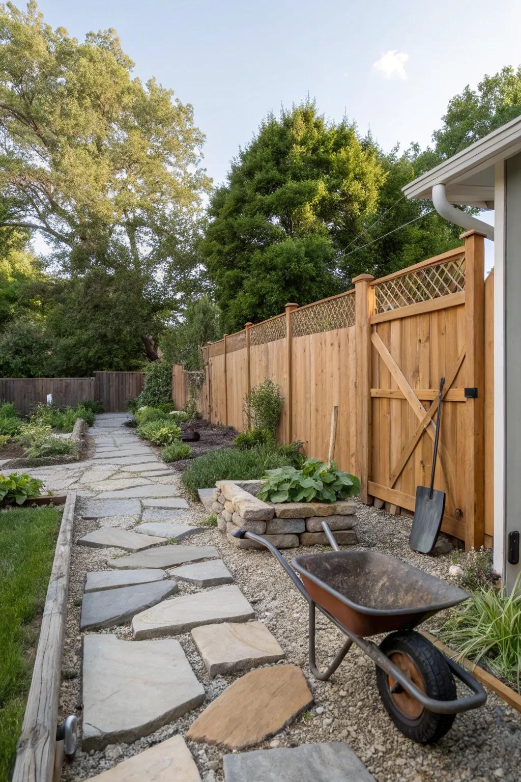 Mixing materials adds depth and character to your landscape.