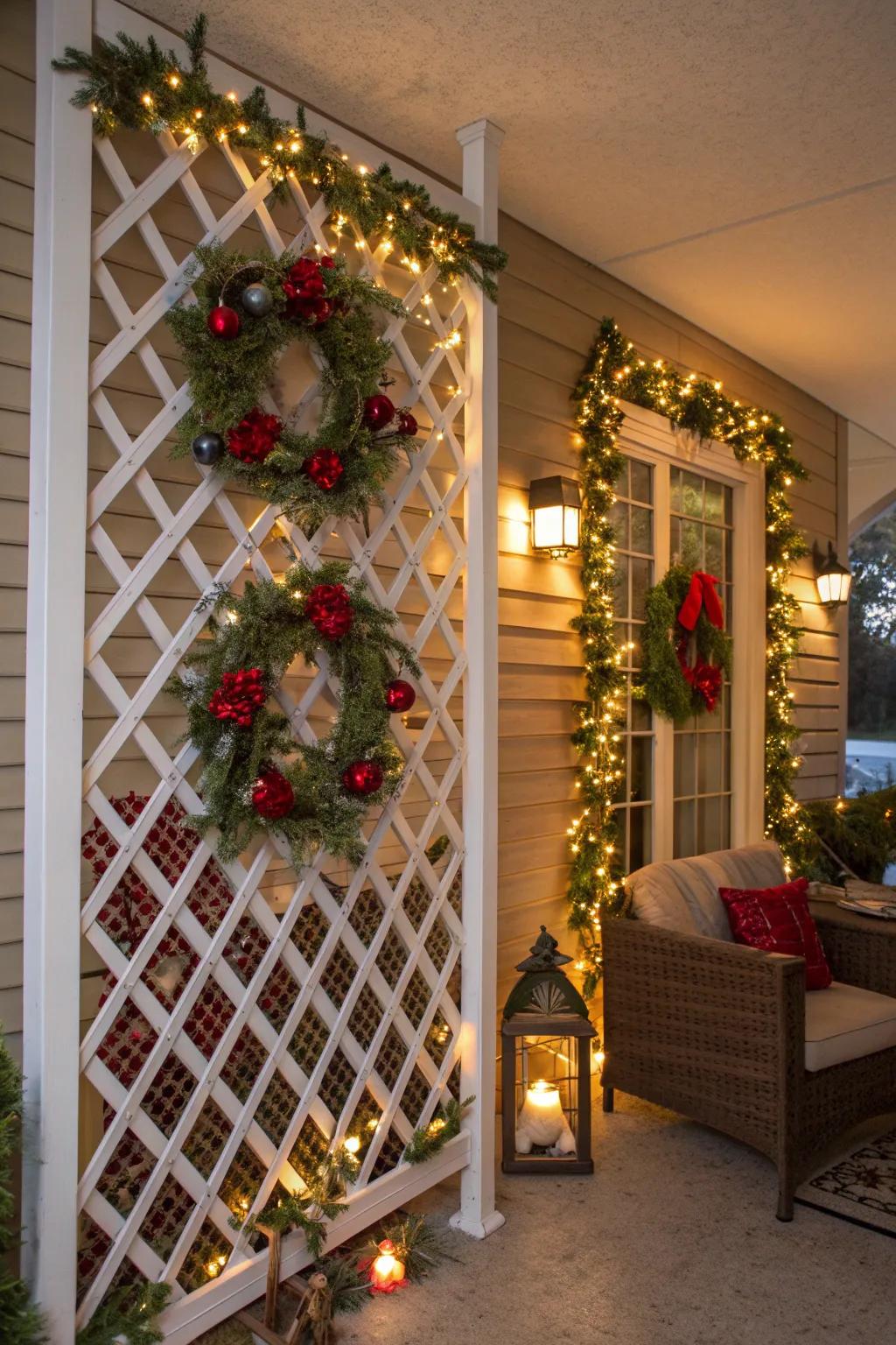Festive lattice panels ready for seasonal celebrations.