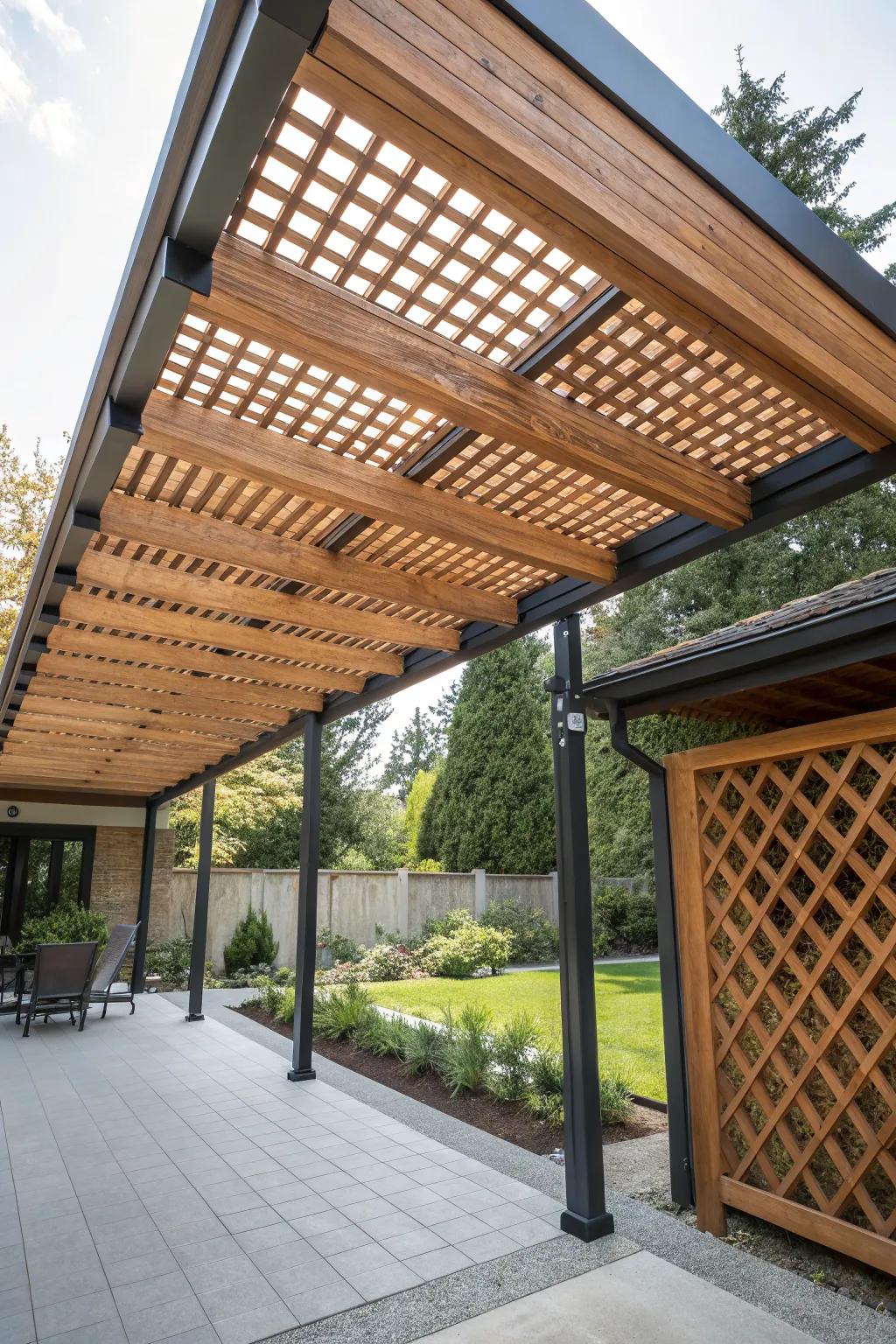 Mix materials for a unique and stylish lattice cover.