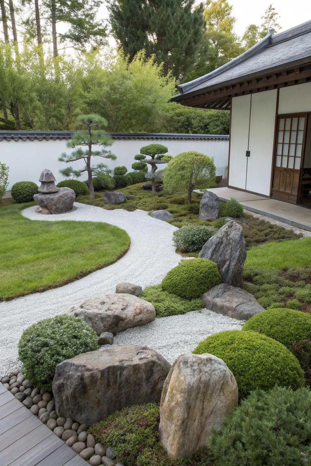 Find peace with Zen garden elements.