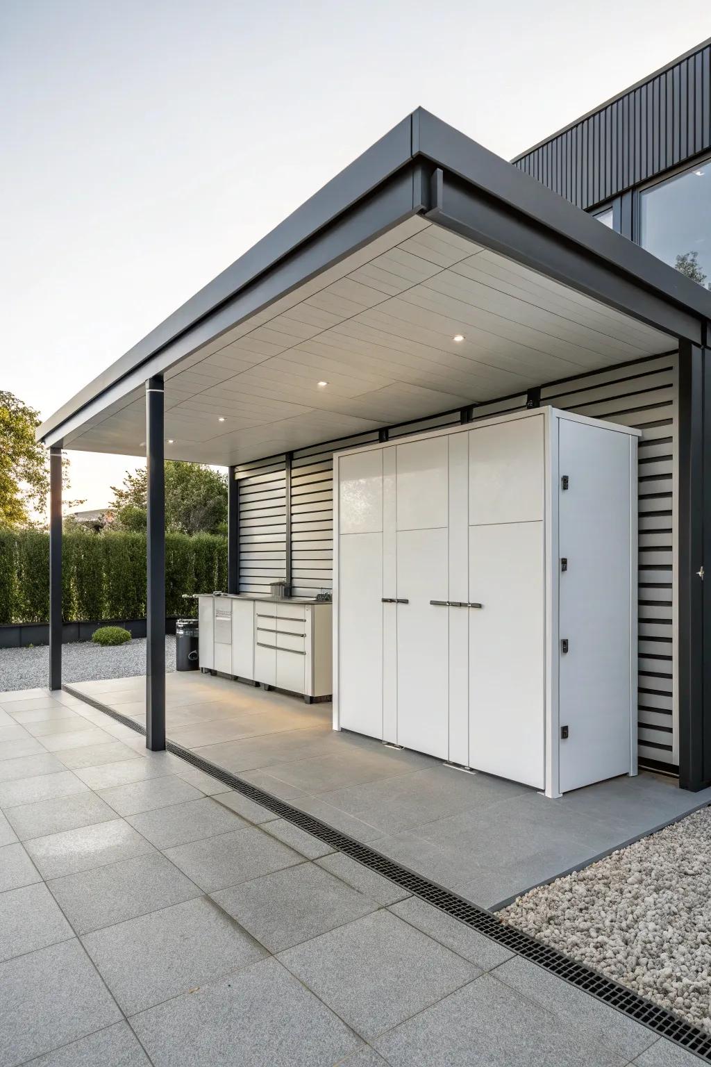 A modern lean-to that combines style with practicality.
