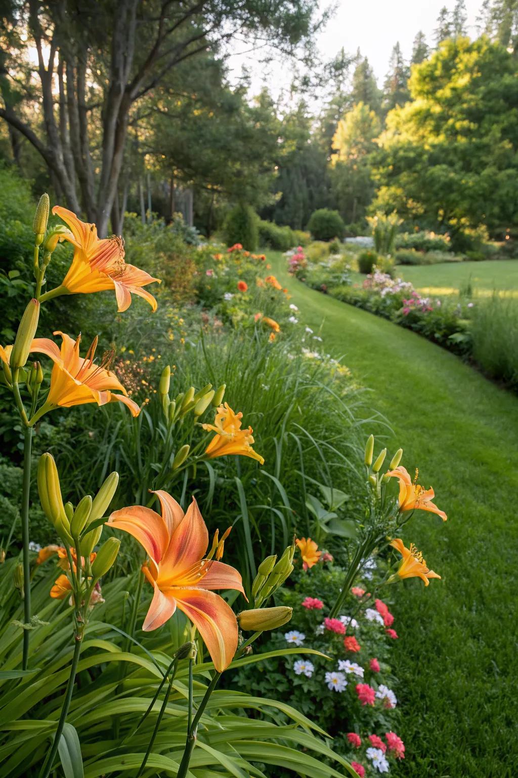 Lilies blending seamlessly with natural greenery.