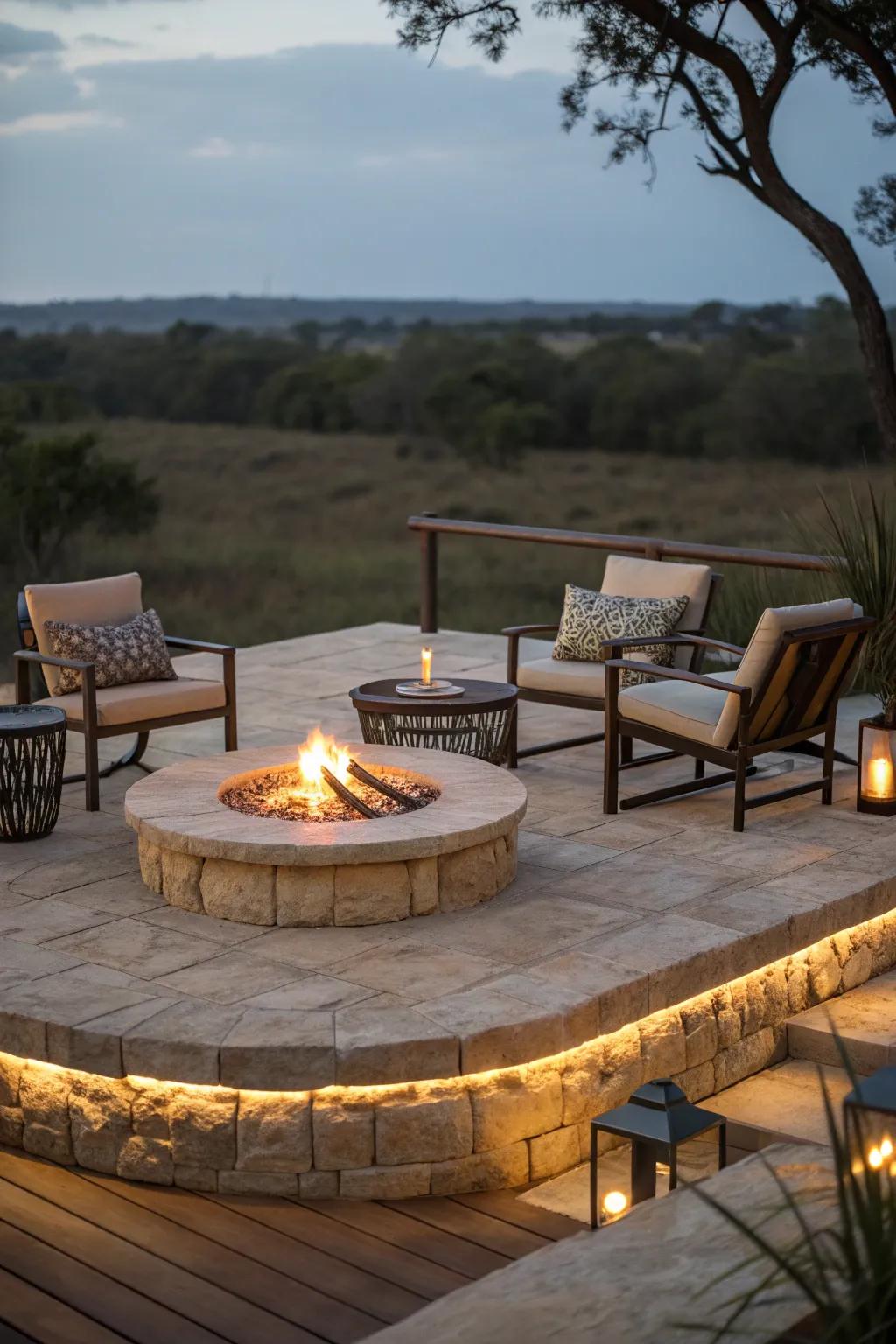 Elevated platforms make your fire pit the centerpiece.