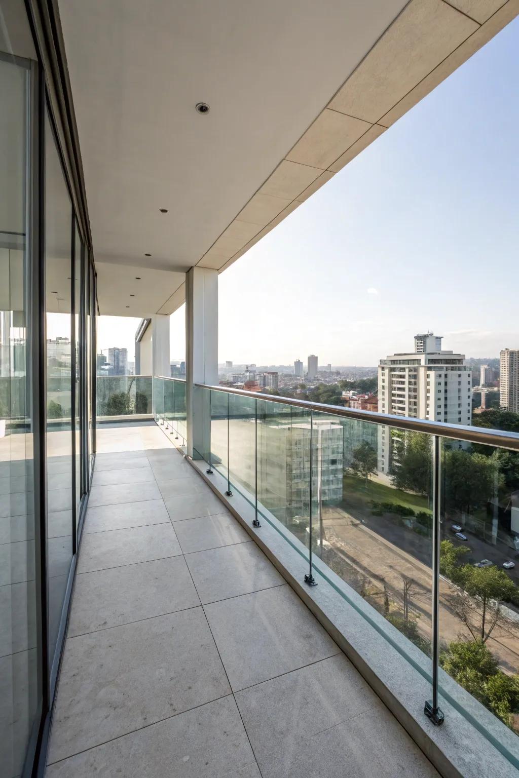 Glass railings offer an unobstructed view and modern style.
