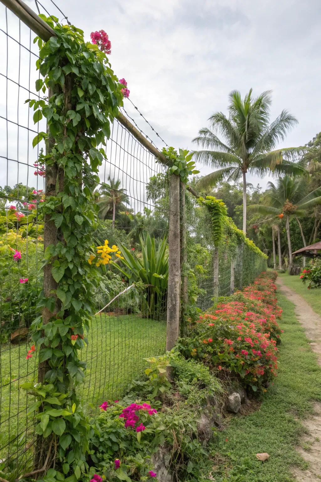 Wire mesh fences are perfect for minimalist and plant-friendly designs.