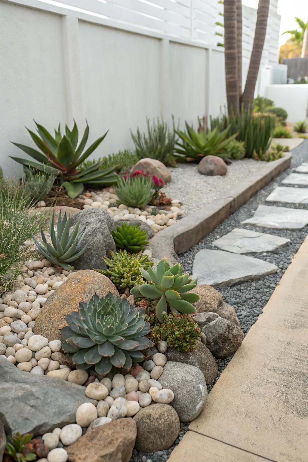 Zen gardens provide a serene and structured space using succulents.