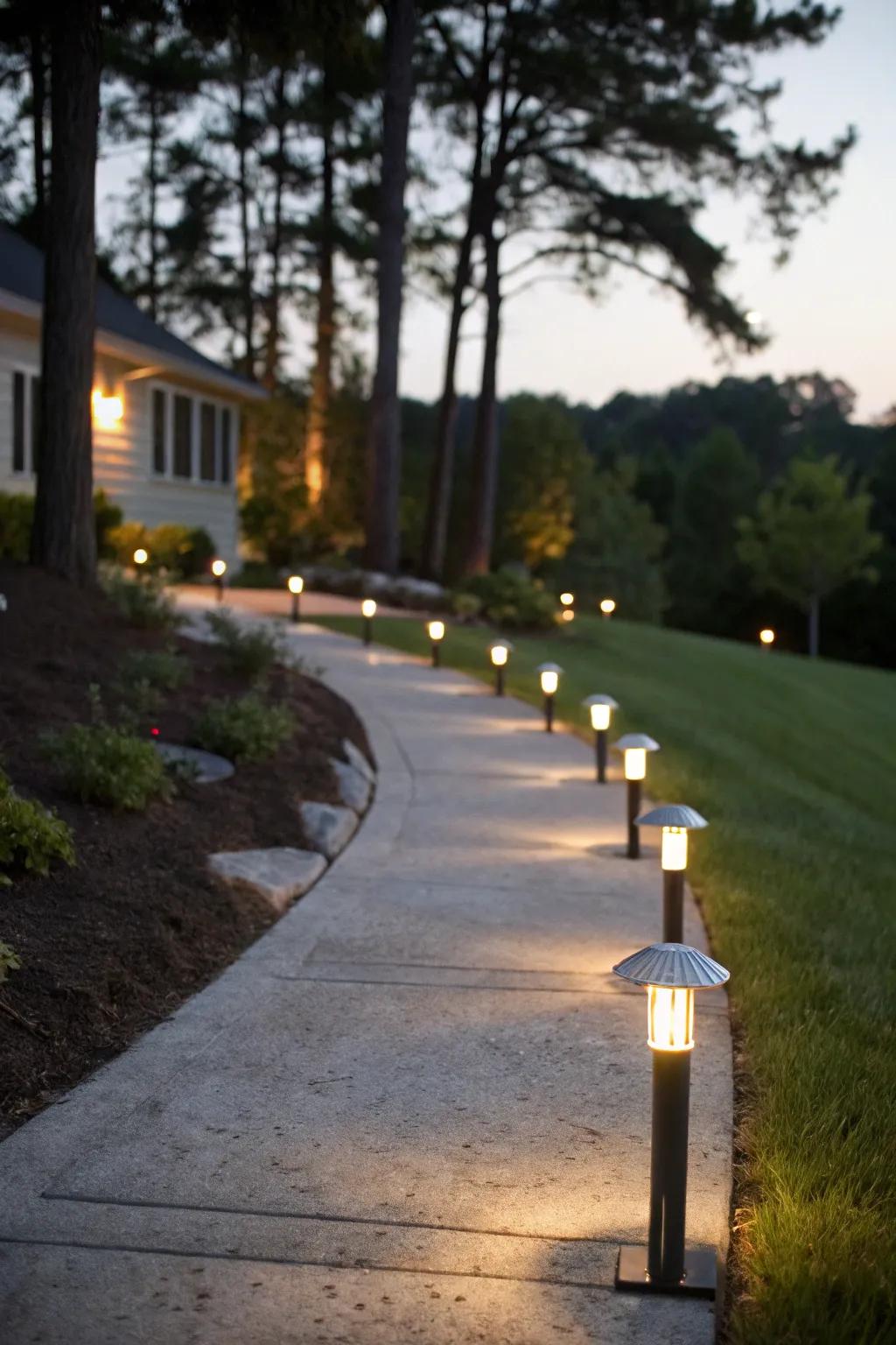 Driveway lighting offers a warm welcome and safe passage.