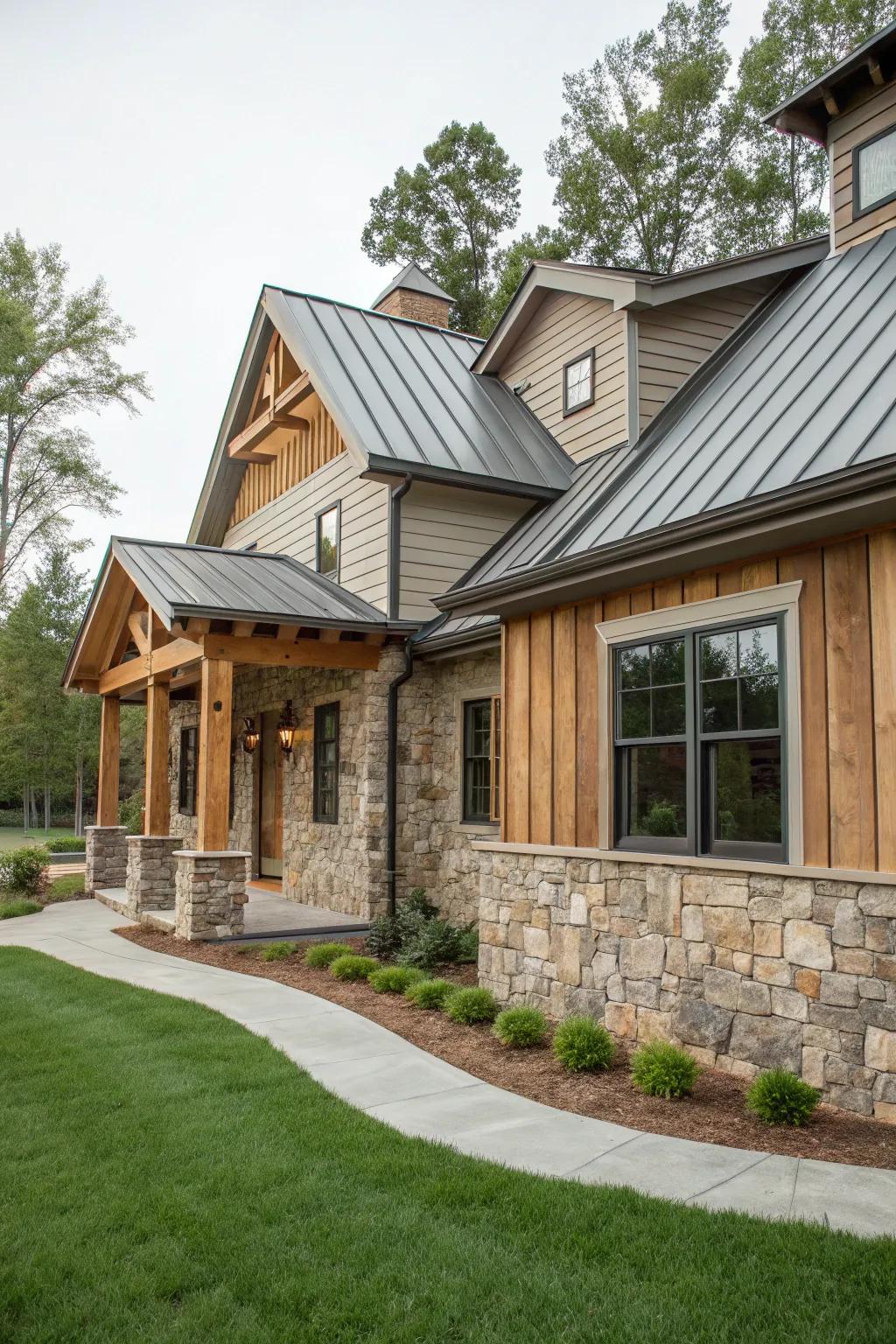 A harmonious blend of diverse materials adds depth and character.