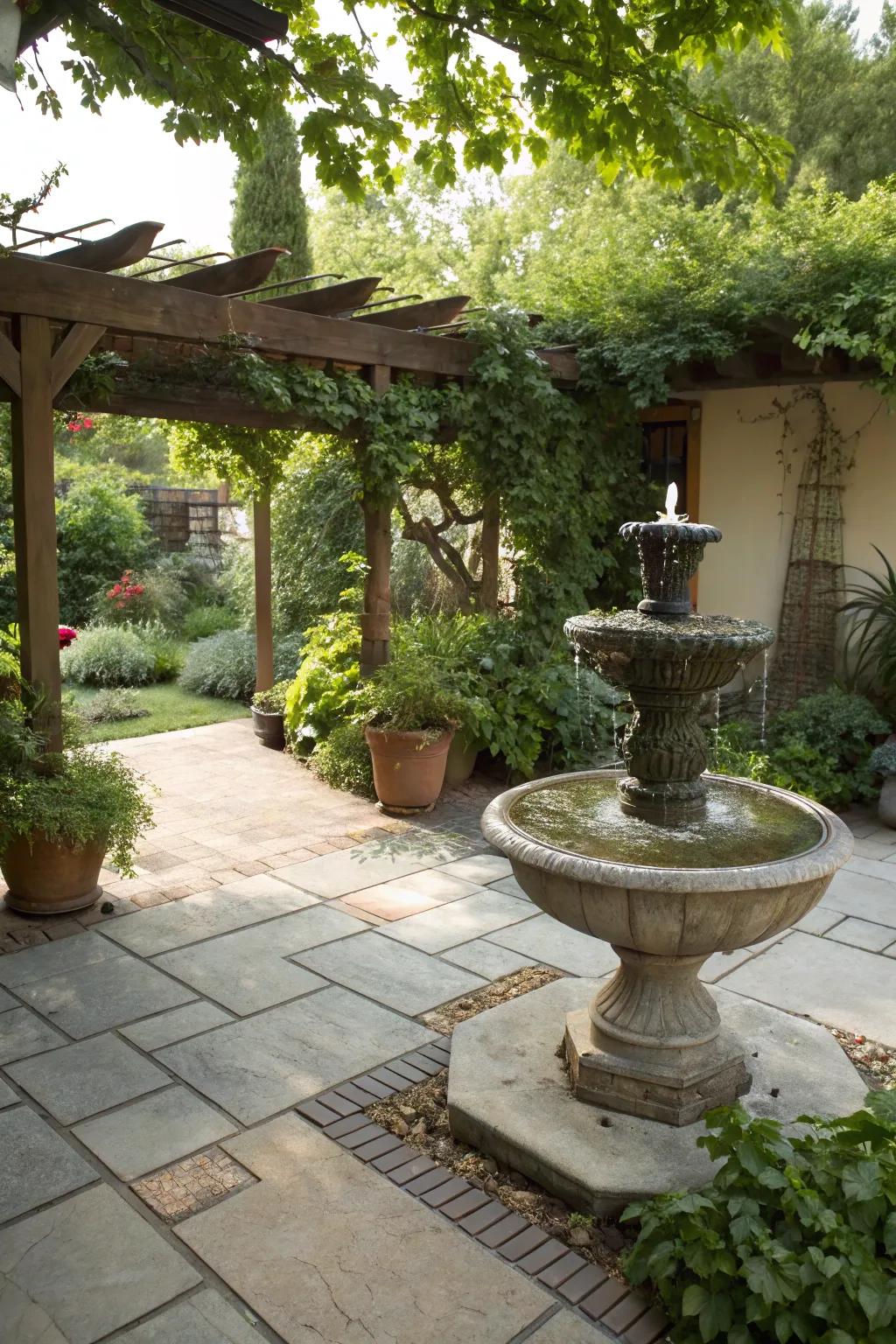 A calming water feature that adds peace and elegance