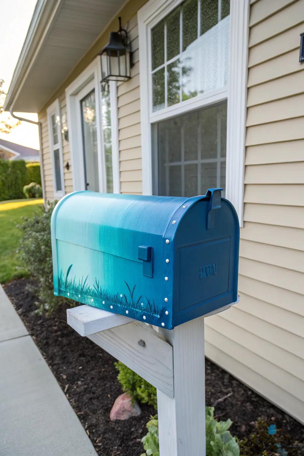 An ombre mailbox brings vibrant color to your home.