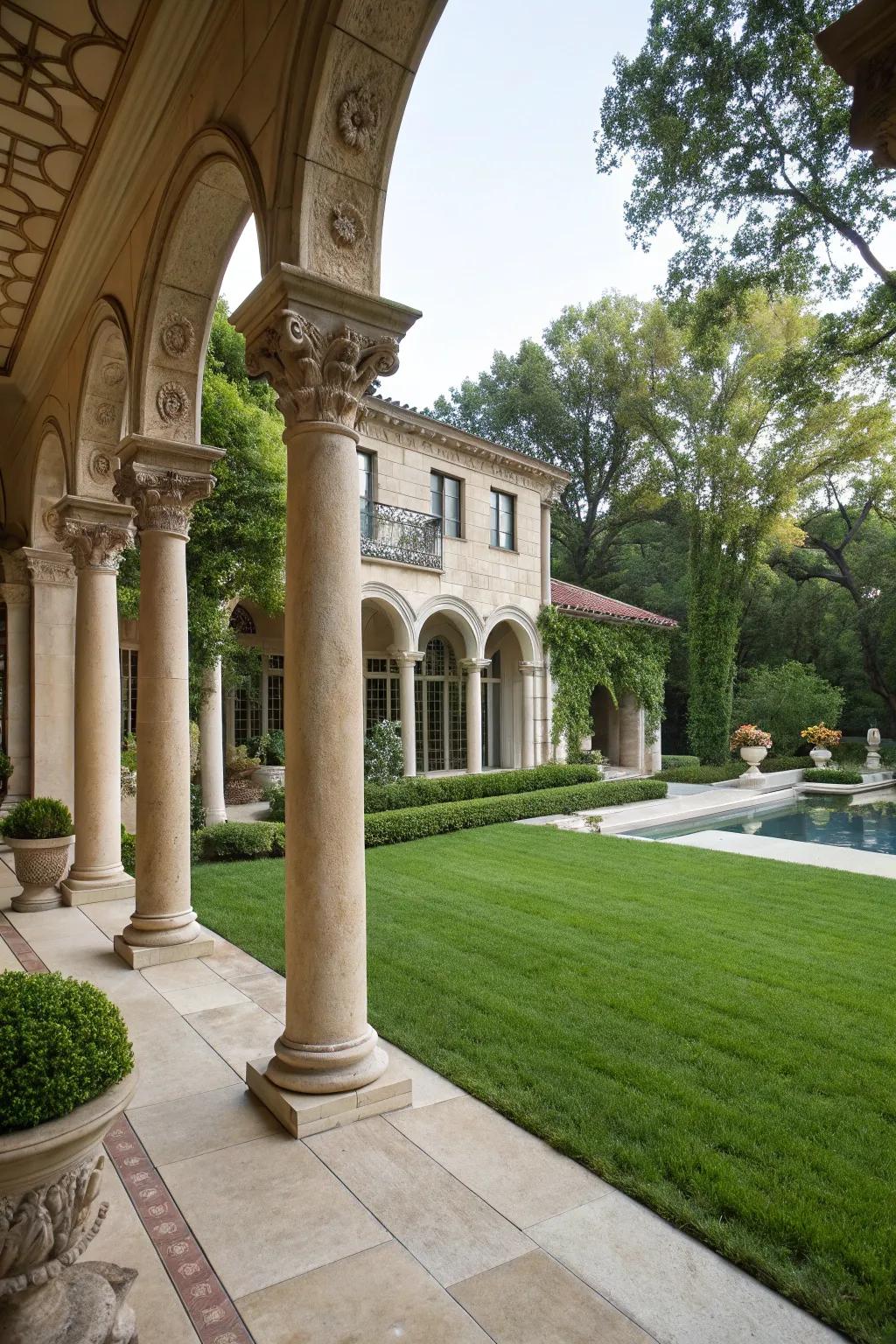 Architectural details add elegance and continuity to your backyard.
