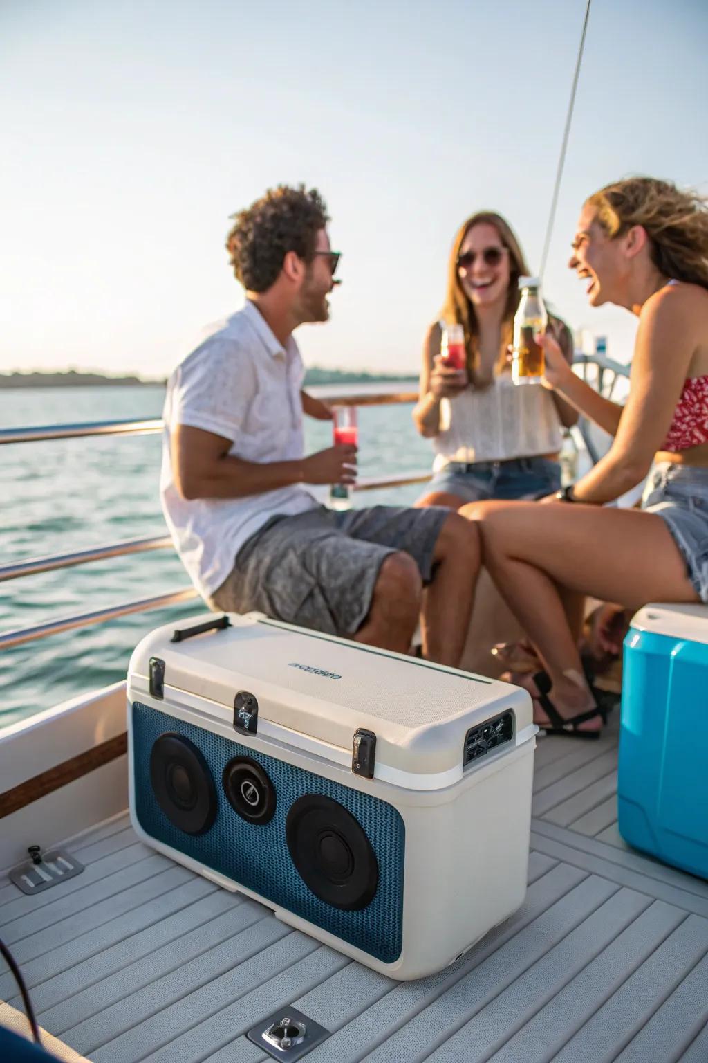 Set the mood with a cooler that plays your favorite tunes.