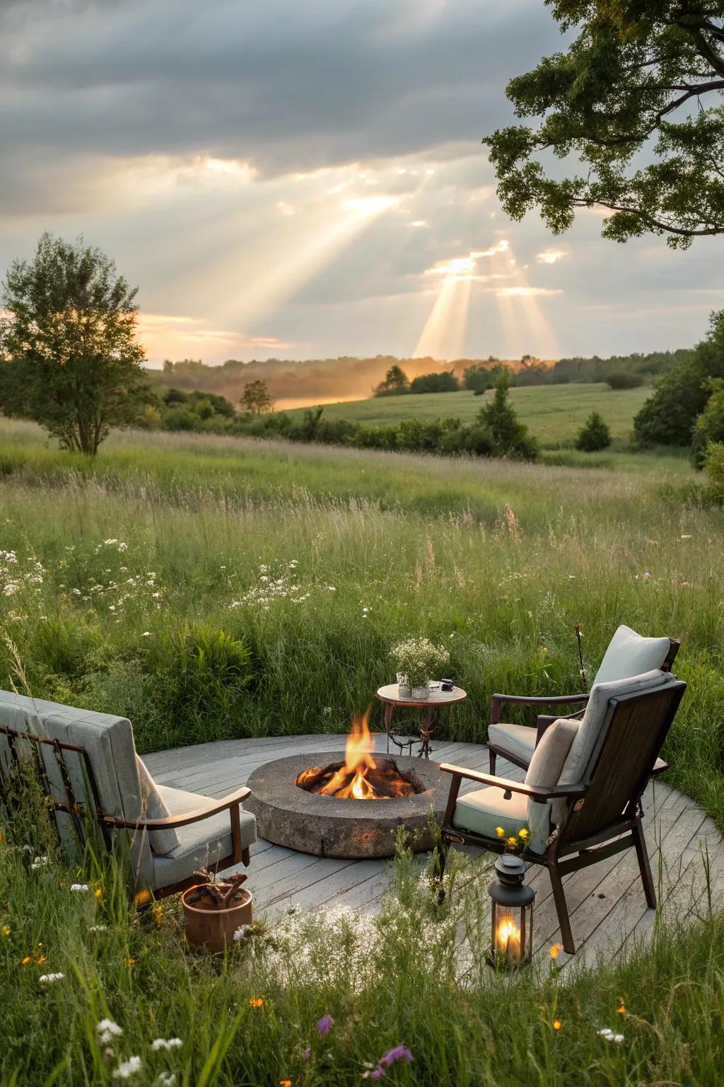 An inviting fire pit perfect for warm gatherings.
