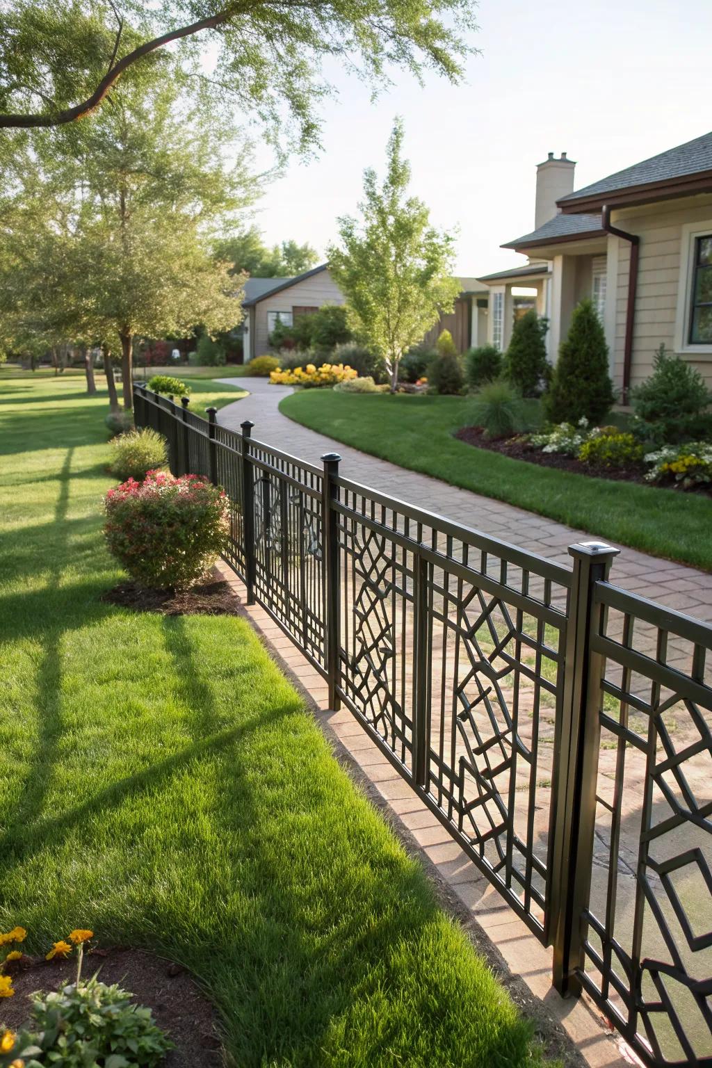 Geometric patterns turn fences into art.