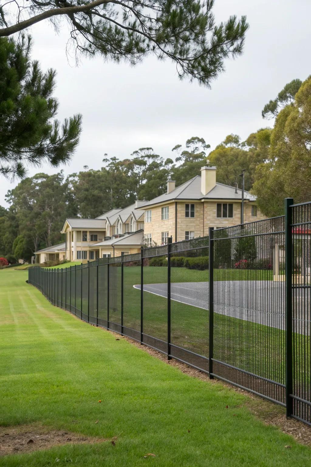 Tall metal fences offer security without losing style.