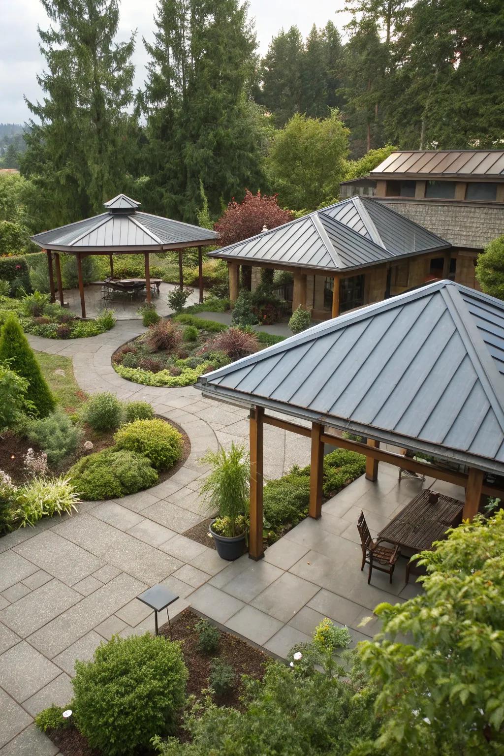 Custom-sized metal roof patios to fit any garden space.