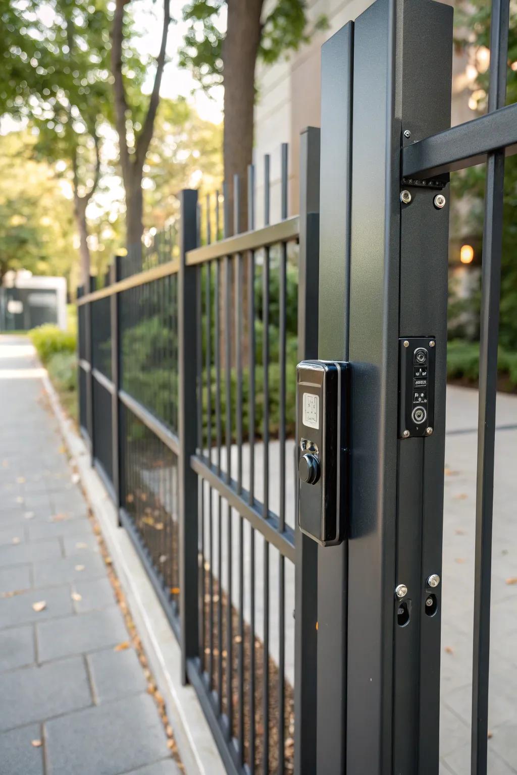Sturdy metal gate equipped with modern security features