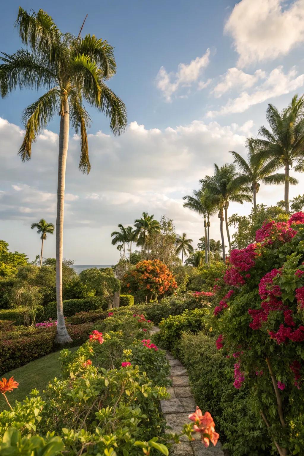 A tropical theme turns your garden into a lush, exotic escape.