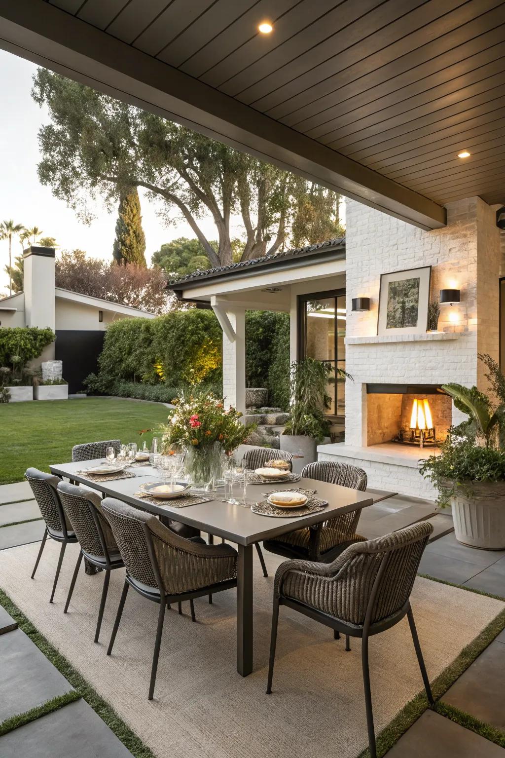 A chic outdoor dining area perfect for alfresco meals.