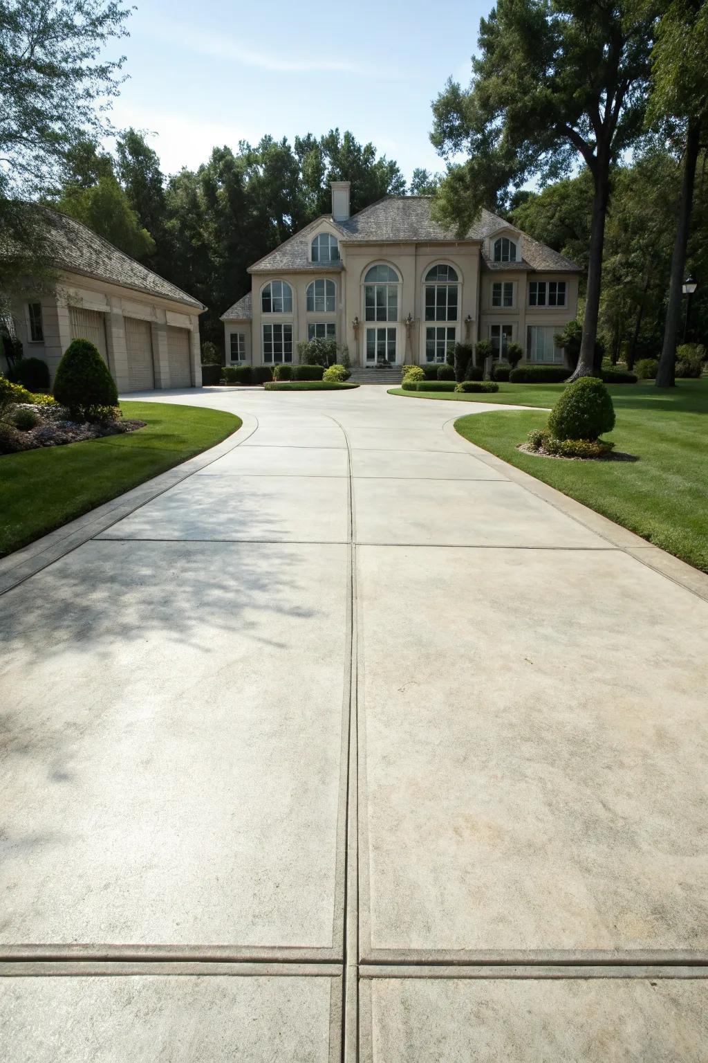 A spacious driveway offering a grand and open feel.