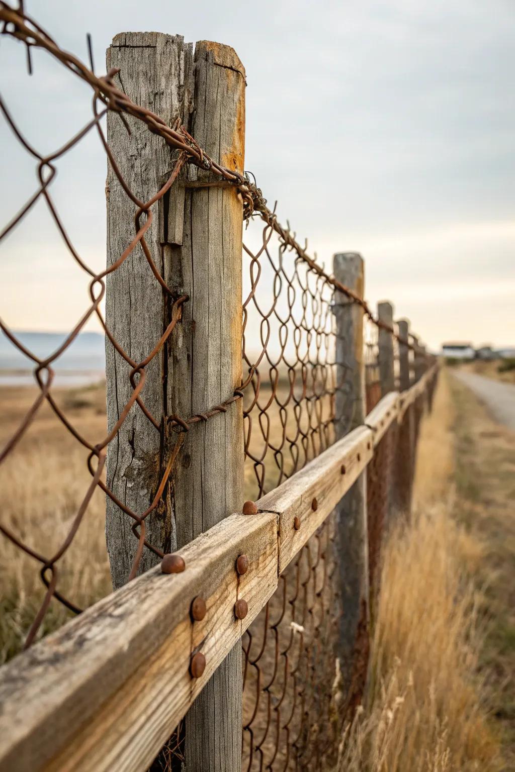 Combine textures with metal and wood for a modern fence design.