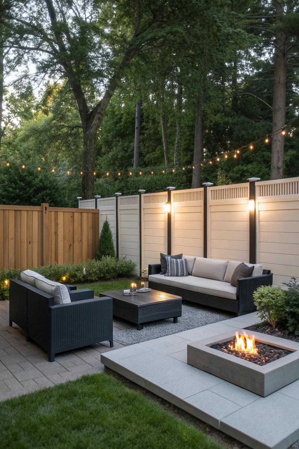 Solid panels provide privacy and a sleek look.