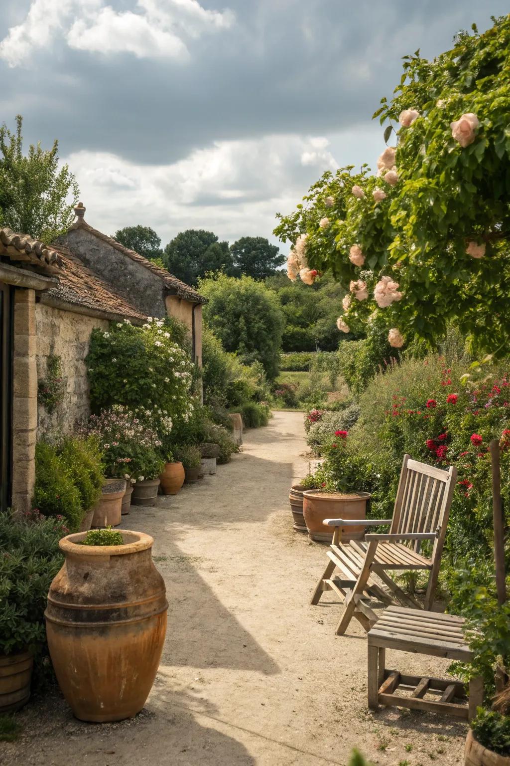 Rural French garden aesthetic with vintage touches