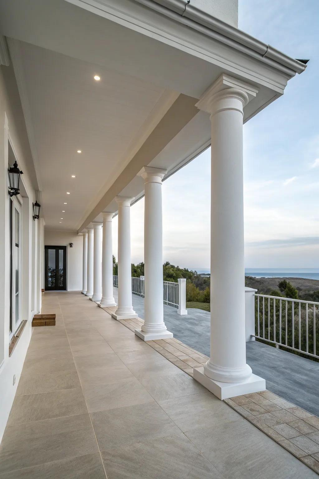 Smooth columns complement minimalist architectural designs.