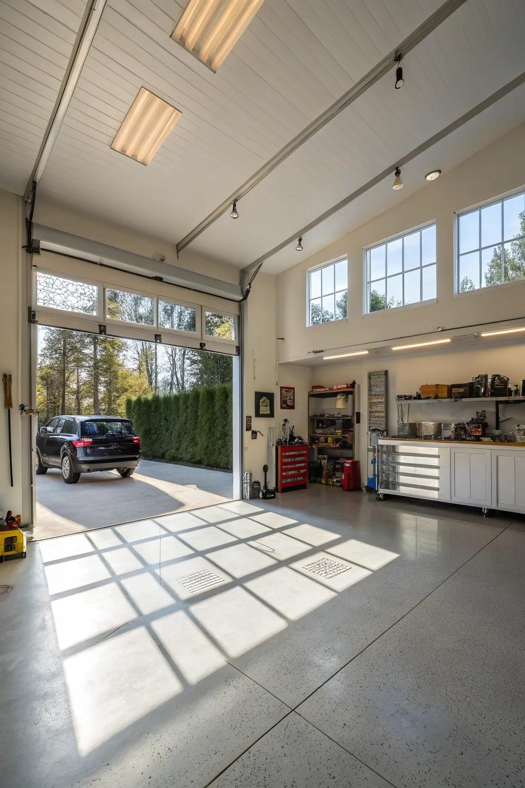 Bright lighting makes your garage feel bigger and more inviting.