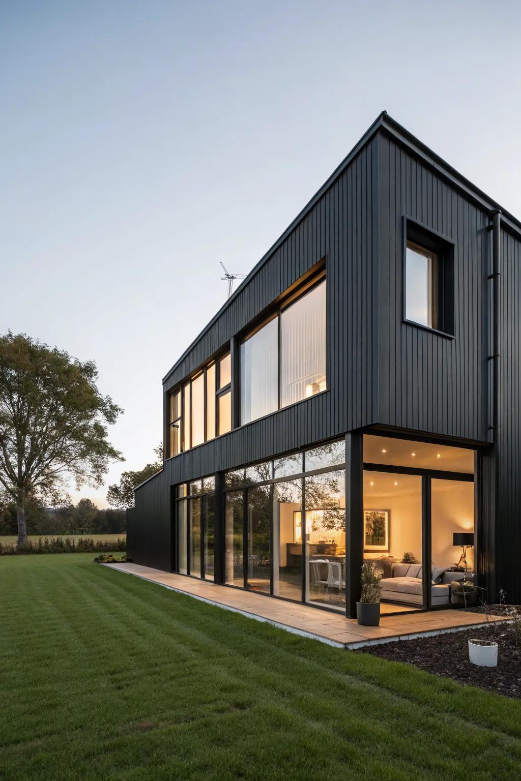 Black cladding creates a bold and dramatic exterior.