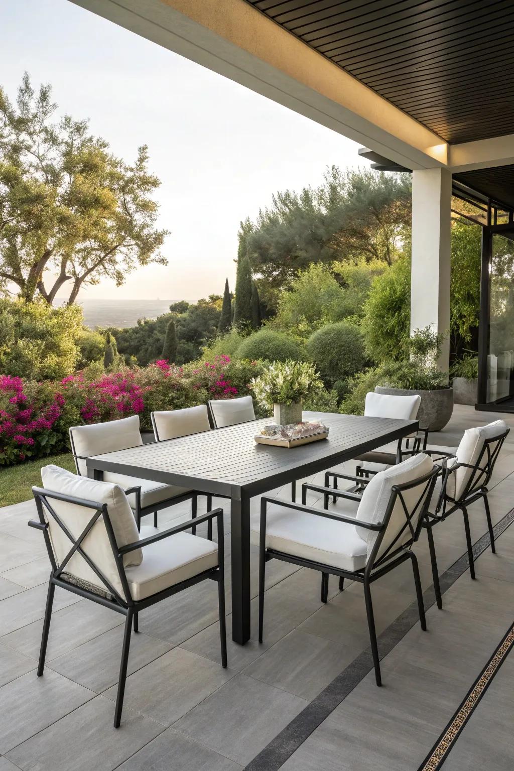 A stylish outdoor dining area perfect for gatherings.