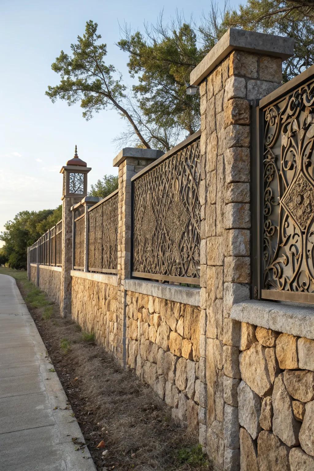 Mixed media textures bring a dynamic look to outdoor walls.