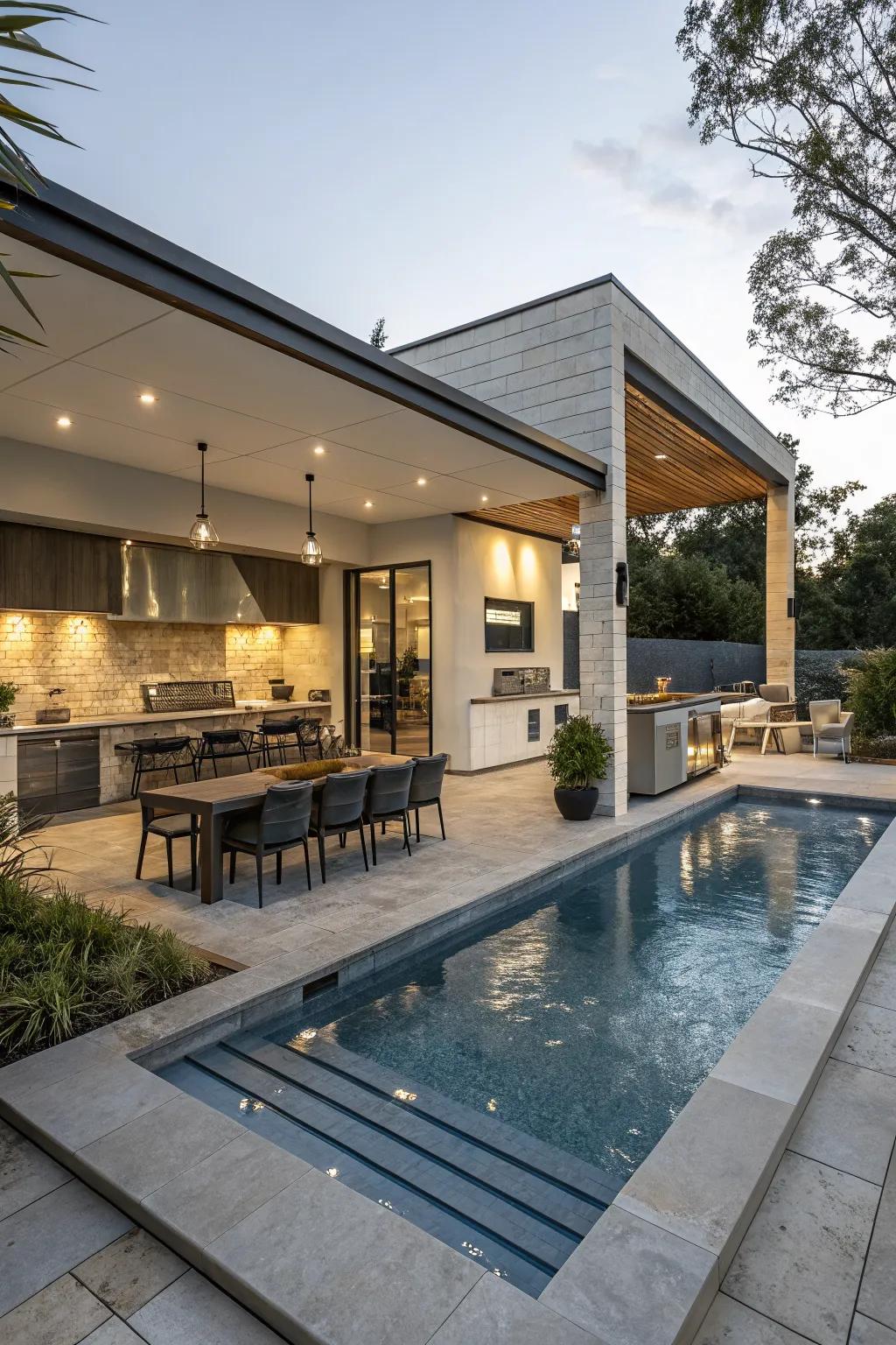 Outdoor living spaces enhance functionality.